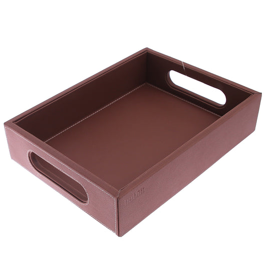 Leatherette Tray Brown S - Habitt