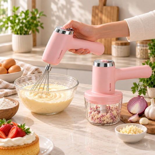 1Pc Electric Egg Beater & Food Mixer – Portable Rechargeable Mini Chopper