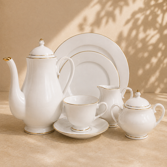 Gold Line GGK Tea Kettle Set 24 Pieces | Ceramic Tea Serving Set