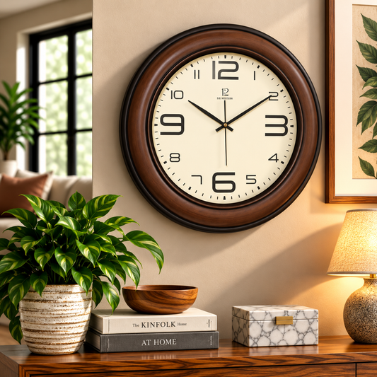 Heritage Wall Clock Dynamite Plain 22’’ – Classic Wooden Finish Large Analog Wall Clock