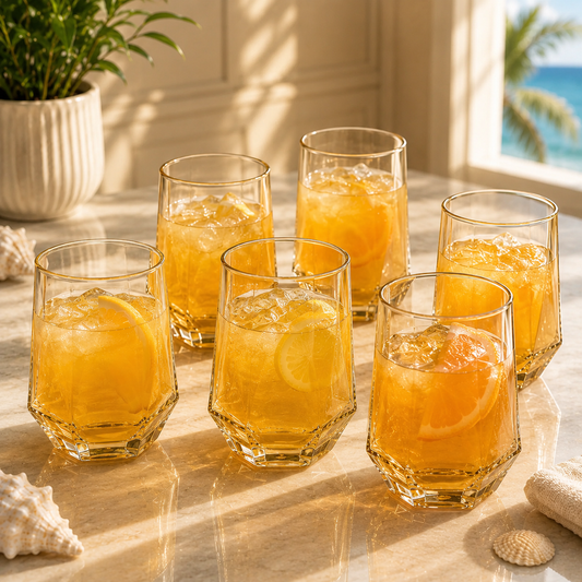 Amber Tumbler Glass – Elegant Everyday Drinking Glass (340 ml)