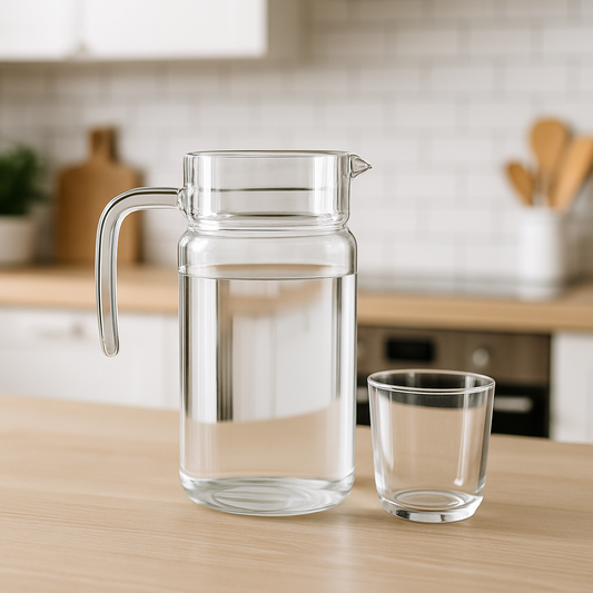 Clear Glass 7-Piece Water Set – 1.85 L Jug with 300 ml Glasses (Premium Everyday Glassware) - Habitt