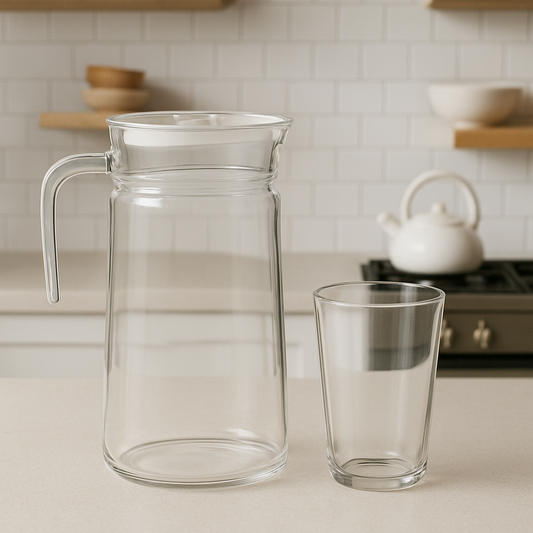 Clear Glass 7-Piece Water Set – 1.98 L Jug with 315 ml Glasses (Premium Everyday Glassware) - Habitt