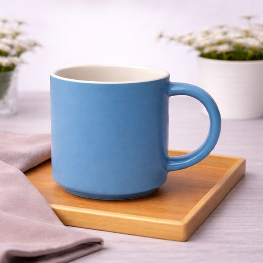 Matte Blue Ceramic Mug – Minimalist Coffee & Tea Cup - Habitt