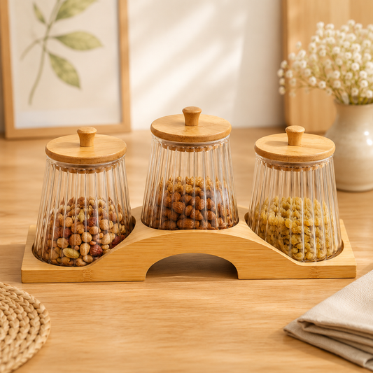 3 PCS Glass Storage Jar Set