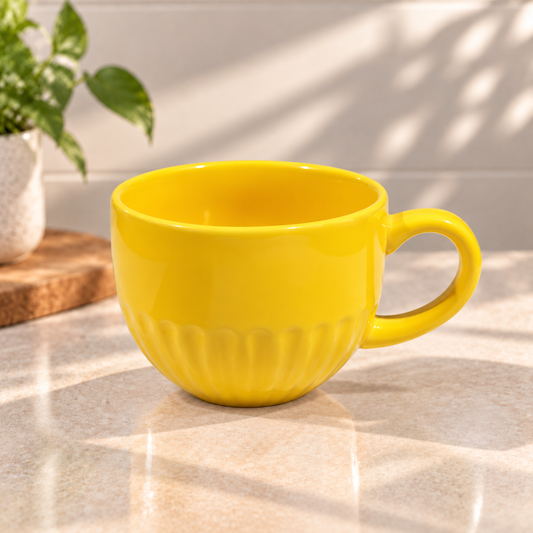 Sea Yellow Ceramic Mug 450ml | Stylish Coffee & Tea Cup with Handle