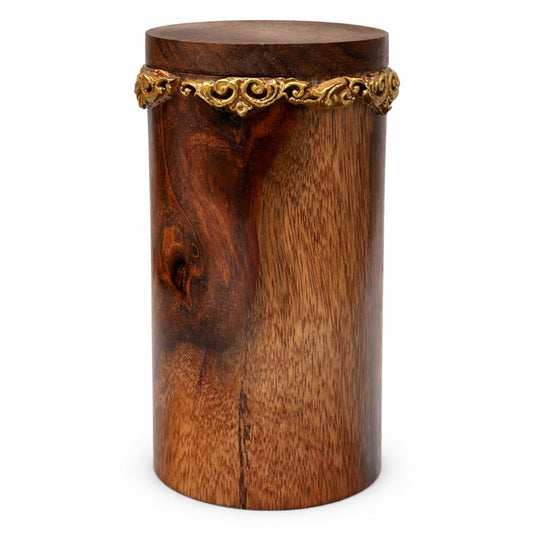 Handcrafted Wooden Storage Jar – 4 Inch Depth, 3.5 Inch Diameter | Decorative Wood Container - Habitt