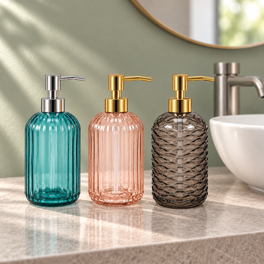 Glass Diamond Soap Dispenser Assorted | Long Design Soap Bottle