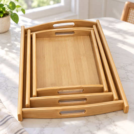 Wooden Tray Set – 3 PCS with Handle