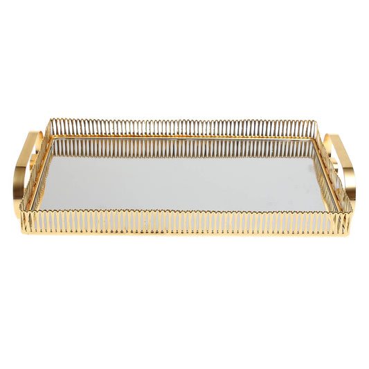 Golden Iron & Glass Rectangular Tray – Y805B - Habitt