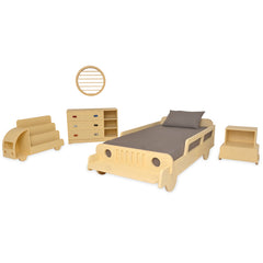 Wooden Cart Bed Set – Kids Bed with Chest of Drawers & Bookshelf - Habitt