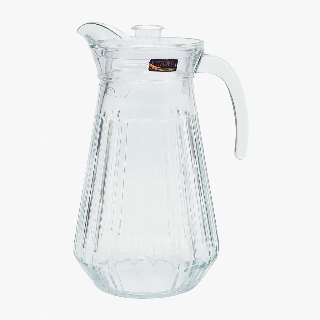 Crystal-Clear 1700 ml Glass Jug with Textured Design – Large Water & Juice Pitcher for Home Serving - Habitt