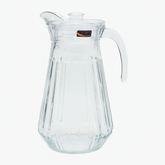 Crystal-Clear 1700 ml Glass Jug with Textured Design – Large Water & Juice Pitcher for Home Serving - Habitt