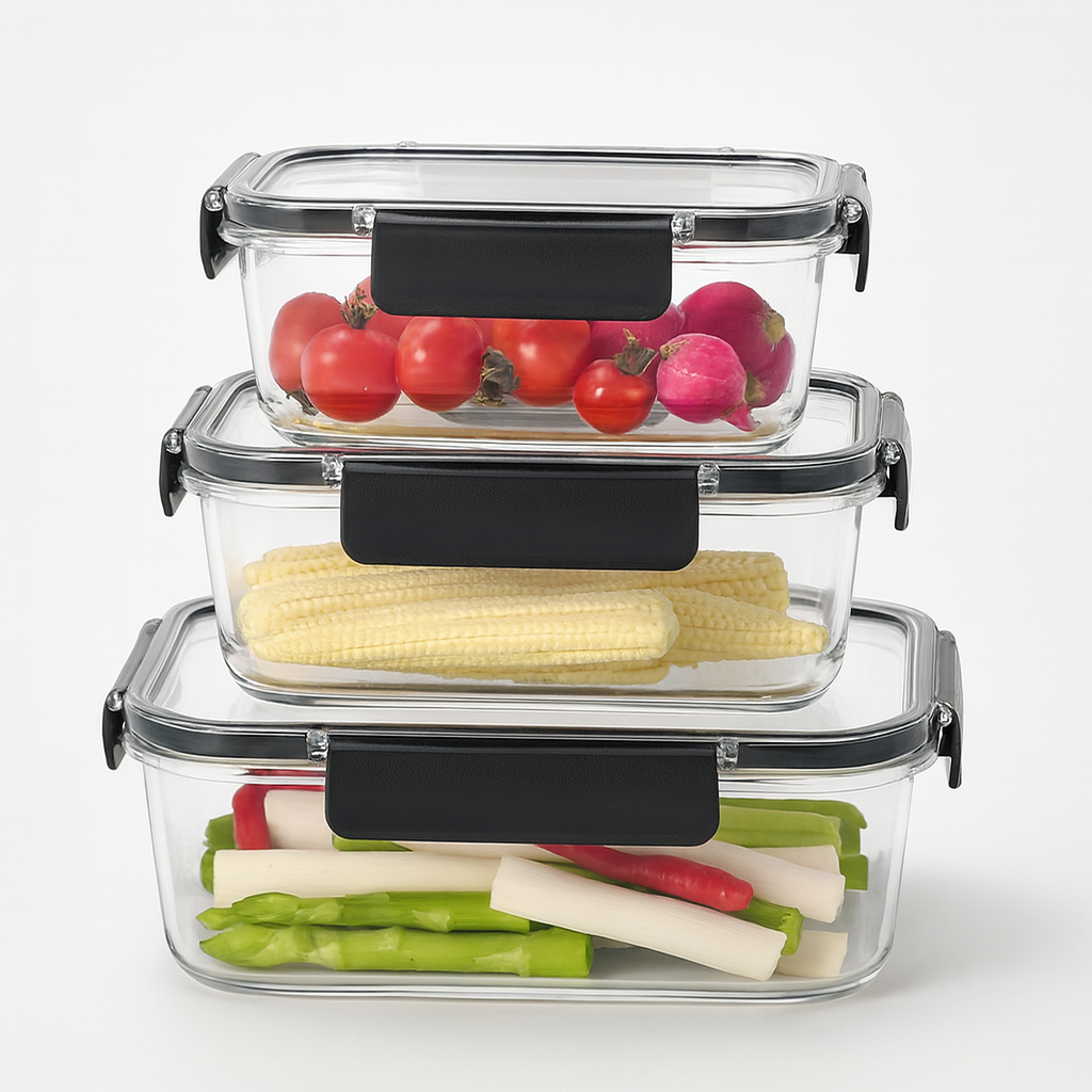 Airtight Acrylic Food Storage Box Set – 3 Pieces - Habitt
