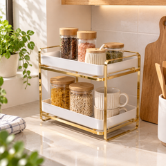 Double Layers Household Storage Rack | Kitchen & Bathroom Organizer Rack
