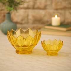 Amber-Tinted Crystal-Cut 7-Piece Fruit Bowl Set – 200/105 mm Bowls - Habitt