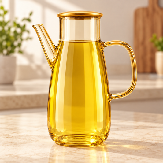 Glass Oil Bottle with Handle & Lid – 800 ml