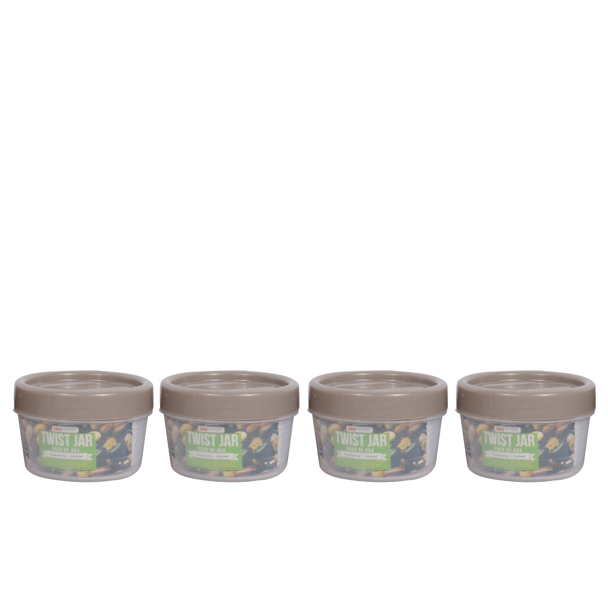 Pack of 4 - Twist Jar Small – 200 ml Plastic Storage Jars with Twist Lids - Habitt