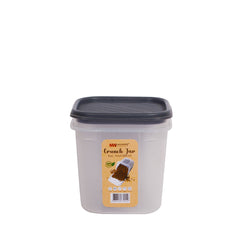 1pc Crunch Jar Small – 850 ml Plastic Airtight Food Storage Container (Grey, White, Brown, Red Lid Options) - Habitt