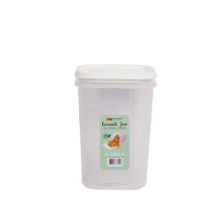 1pc Crunch Jar Medium – 1300 ml Plastic Airtight Food Storage Container (White, Red, Grey, Brown Lid Options) - Habitt