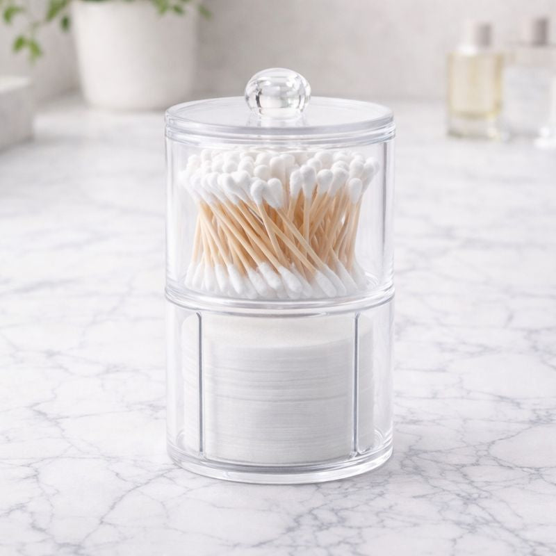 Cosmetic Organizer – Clear Rotating Makeup Storage Box with Lid - Habitt