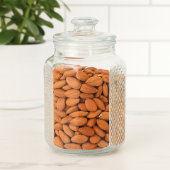 Clear Textured Pressed-Glass Storage Jar with Lid – 2200 ml Airtight Kitchen Container - Habitt