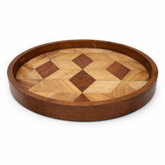 Round Wood Polish Tray – 11 Inch | Handcrafted Wooden Serving & Display Tray - Habitt