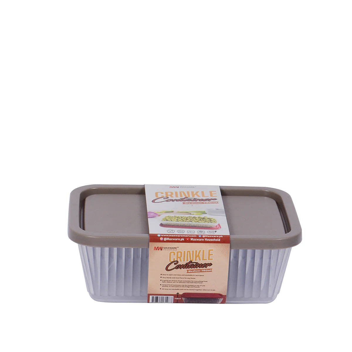 pack of 2 - Crinkle Storage Container medium (Assorted) – Medium Airtight Plastic Kitchen Jar for Snacks, Spices & Dry Food (Coffee, Brown, Teal, Green, White, Red) - Habitt