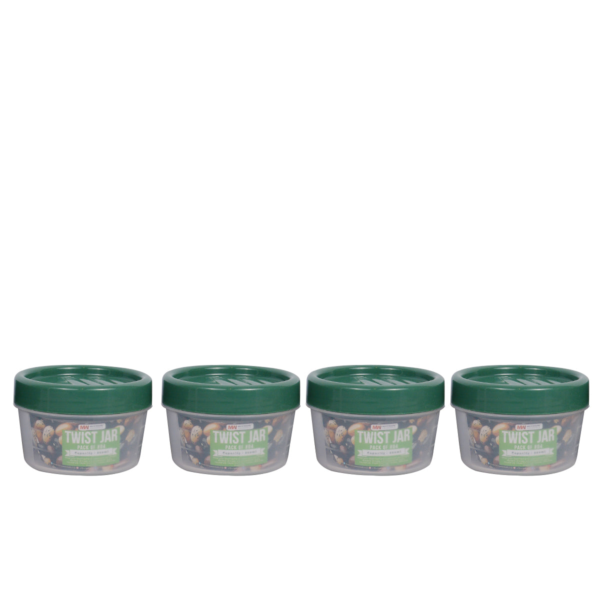 Pack of 4 - Twist Jar Small – 200 ml Plastic Storage Jars with Twist Lids - Habitt
