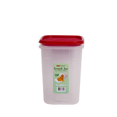 1pc Crunch Jar Medium – 1300 ml Plastic Airtight Food Storage Container (White, Red, Grey, Brown Lid Options) - Habitt