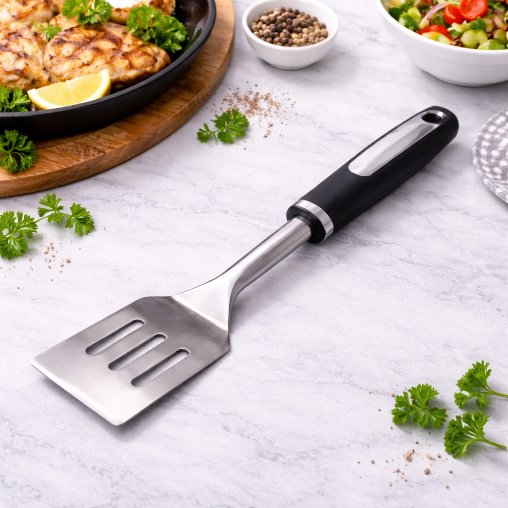 Three Eyed Shovel – Stainless Steel Slotted Turner Spatula - Habitt