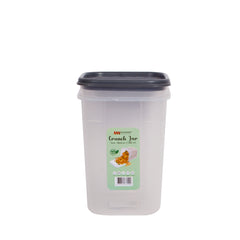 1pc Crunch Jar Medium – 1300 ml Plastic Airtight Food Storage Container (White, Red, Grey, Brown Lid Options) - Habitt