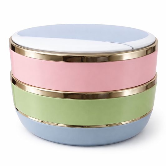 Multi-Color Stainless Steel Lunch Box (2 Layer / 3 Layer) – Insulated Stackable Tiffin Box with Leakproof Lid - Habitt