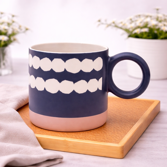 Black Ceramic Mug with White Geometric Dot Pattern - Habitt