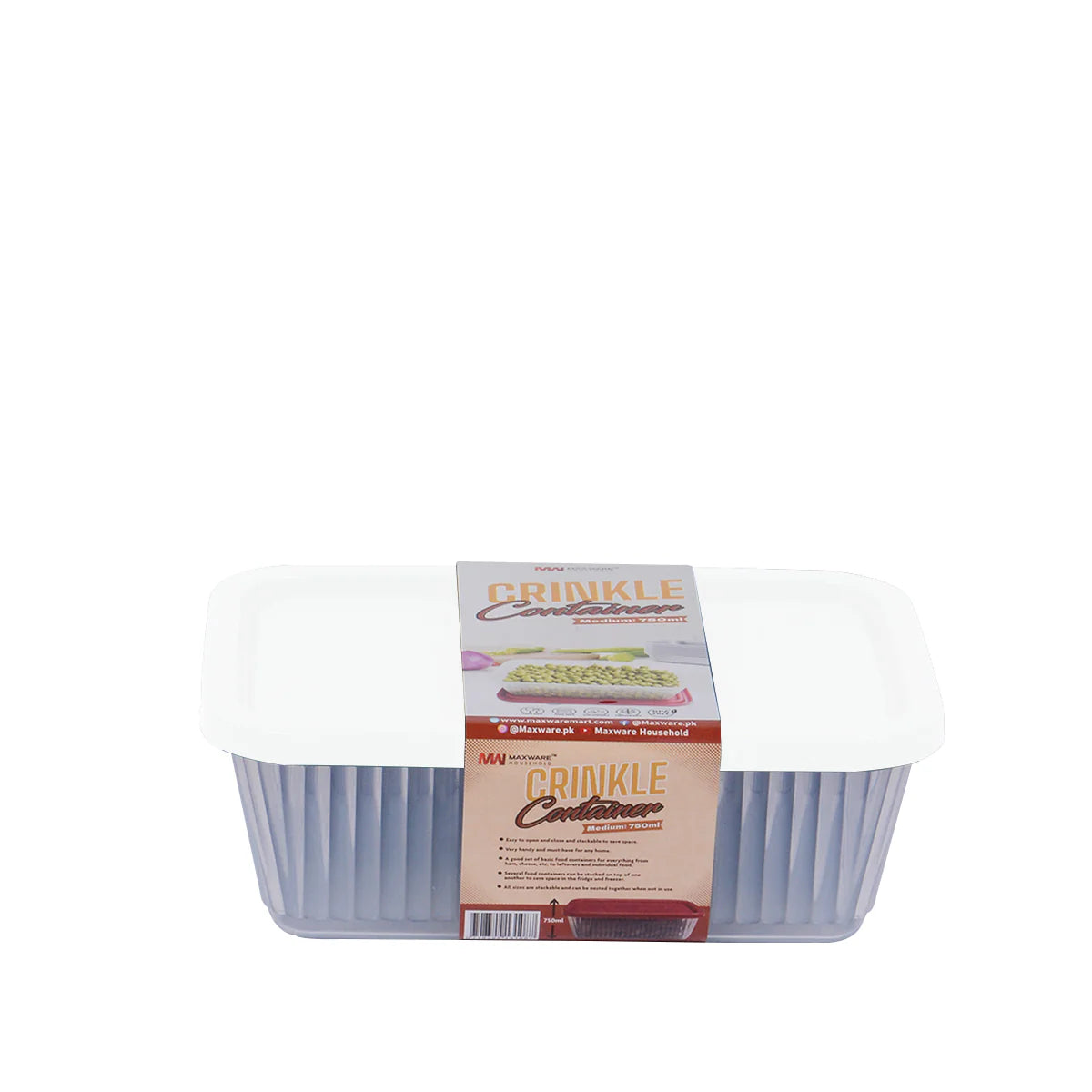 pack of 2 - Crinkle Storage Container medium (Assorted) – Medium Airtight Plastic Kitchen Jar for Snacks, Spices & Dry Food (Coffee, Brown, Teal, Green, White, Red) - Habitt