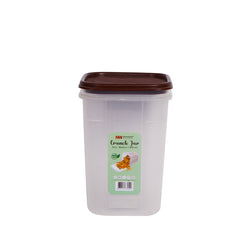 1pc Crunch Jar Medium – 1300 ml Plastic Airtight Food Storage Container (White, Red, Grey, Brown Lid Options) - Habitt
