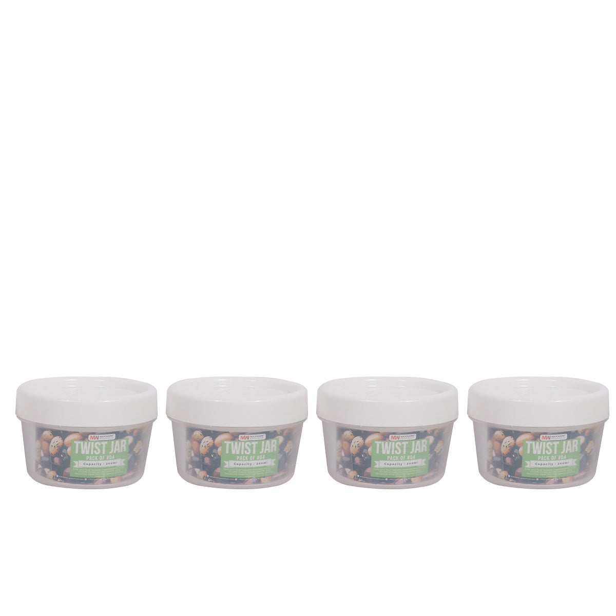 Pack of 4 - Twist Jar Small – 200 ml Plastic Storage Jars with Twist Lids - Habitt