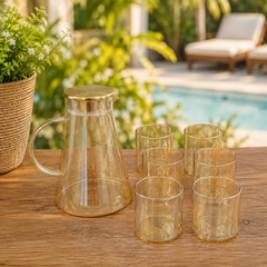 6 Piece Transparent Water Set with Jug | Drinkware Set