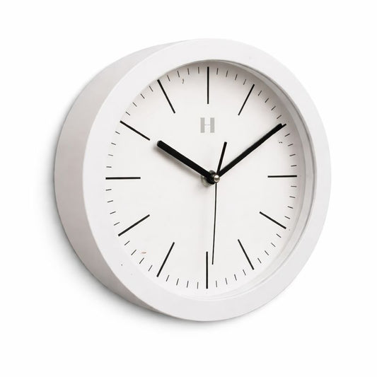 Heritage Squat 2 Wall Clock 9.75 Inch – Minimalist White Dial with Black Markers & Modern Design (Plastic) - Habitt