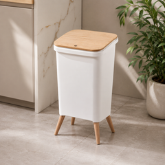 White Press Lid Square Dustbin – 12L & 16L | Modern Kitchen & Home Waste Bin