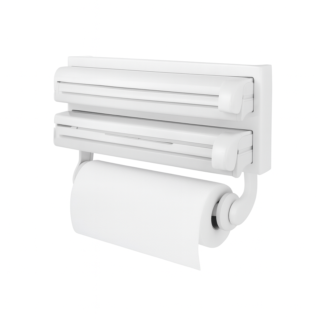 Triple Paper Dispenser Wall Mount – Cling Film, Foil  & Towel Holder - Habitt