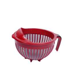 1pc Large Mixing & Strainer Bowl with Handle (Assorted)  – 1800ml Multi-Purpose Kitchen Colander (Coffee Brown, Red, Green, white) - Habitt