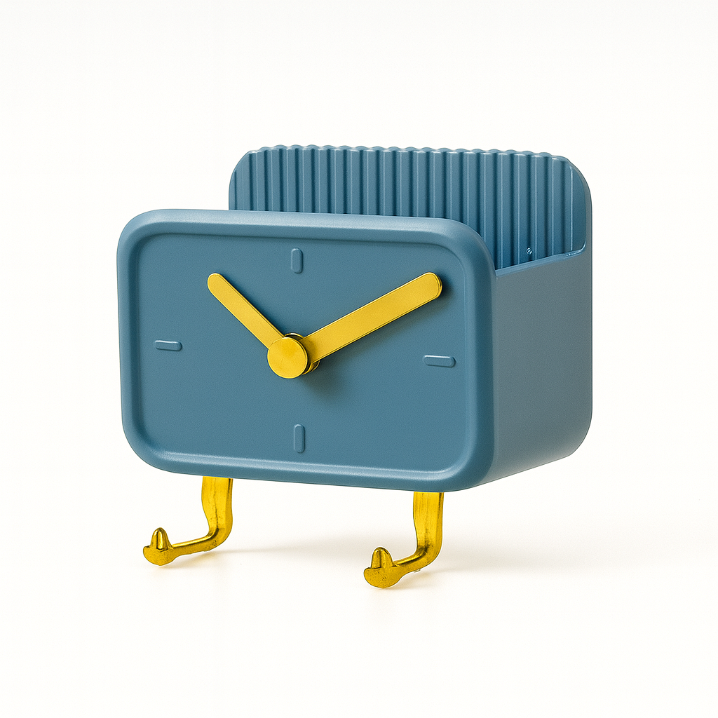 Wall-Mounted Clock with Mobile Holder — Space-Saving Decor & Convenient Storage - Habitt