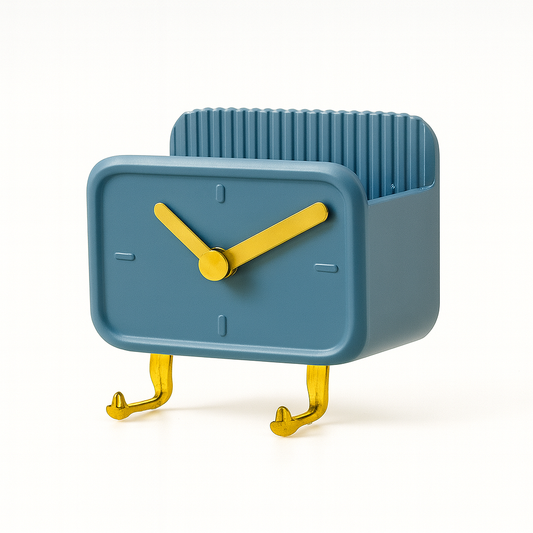 Wall-Mounted Clock with Mobile Holder — Space-Saving Decor & Convenient Storage - Habitt
