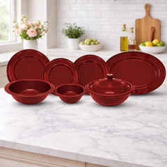 Red Melamine Dinner Set – Bold Elegance for Everyday & Festive Dining (22 / 30 / 43 PCS) - Habitt