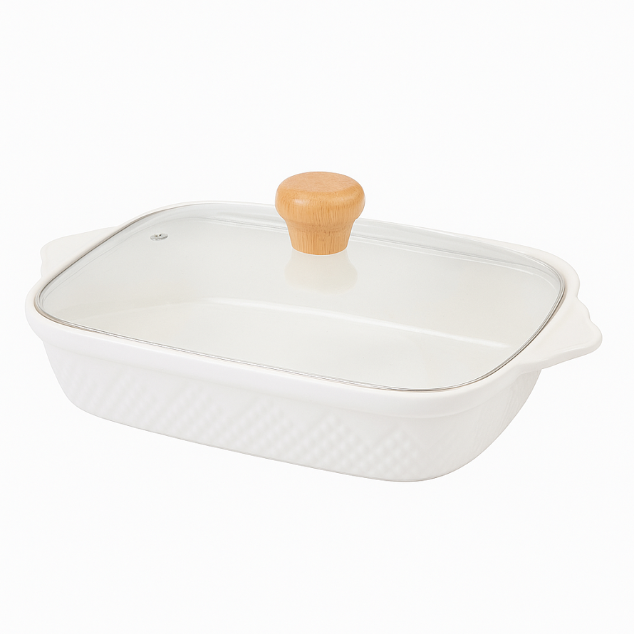 Stylish Serving Dish with Glass Lid – 900-S - Habitt