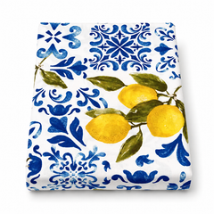 Blue Lemon Double Bed Sheet – 96 x 102 Inches