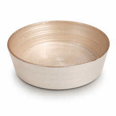 Large Round Golden Serving Bowl – Elegant Textured Bowl - Habitt