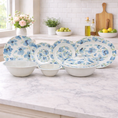 Sea of Blue Dinner Set – Coastal Florals with Fresh, Timeless Elegance (22 / 30 / 43 PCS) - Habitt