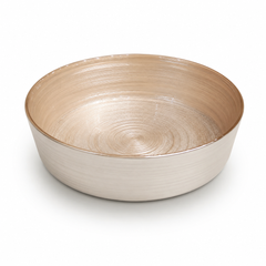 Large Round Golden Serving Bowl – Elegant Textured Bowl - Habitt